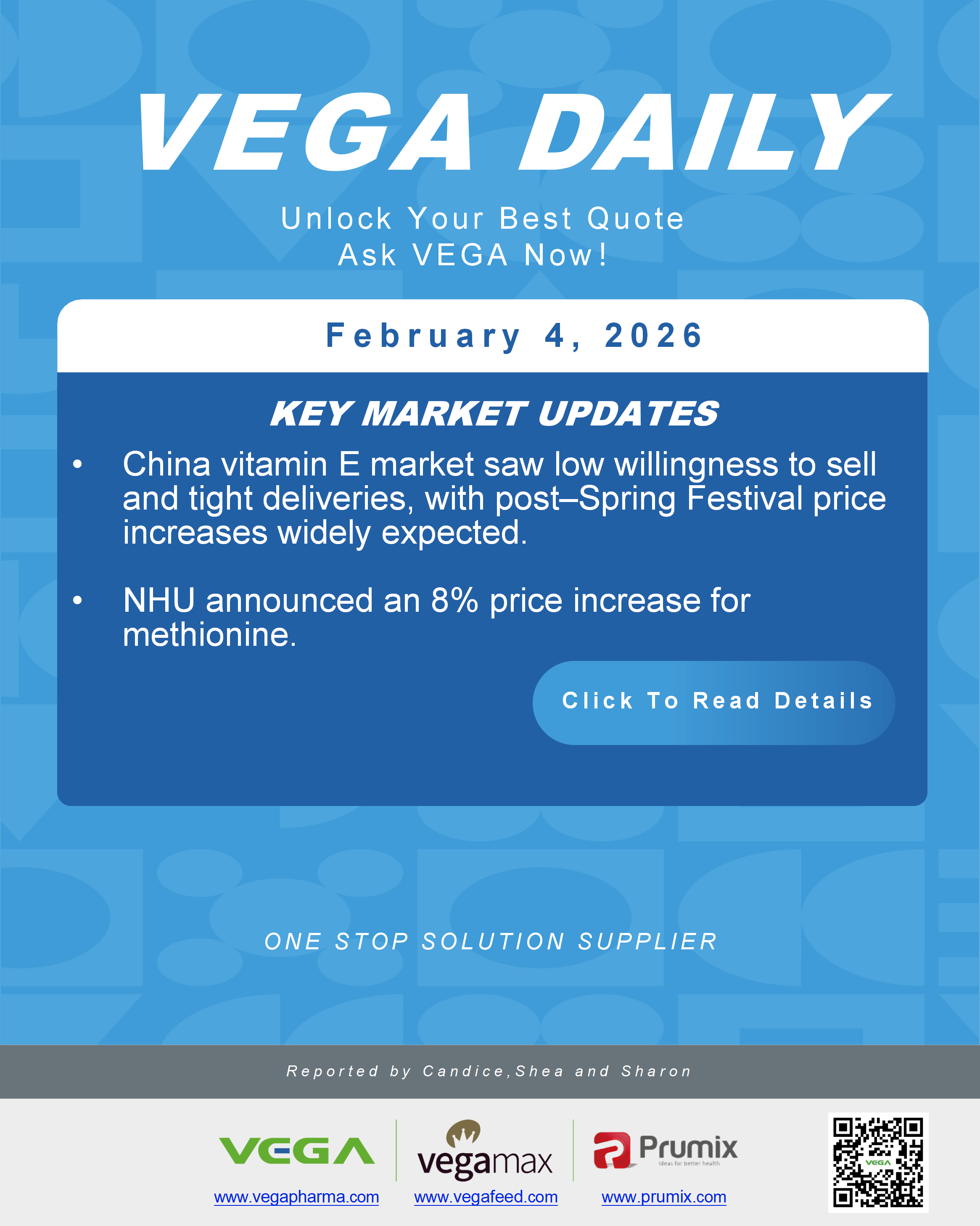 VEGA Daily Dated on February 4th 2026 Vitamin Amino Acid APl Food Additives.png